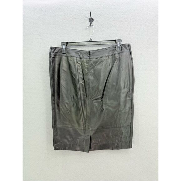 Sejour Womens Black Leather Flat Front Straight & Pencil Skirt Size 16W - Picture 2 of 10